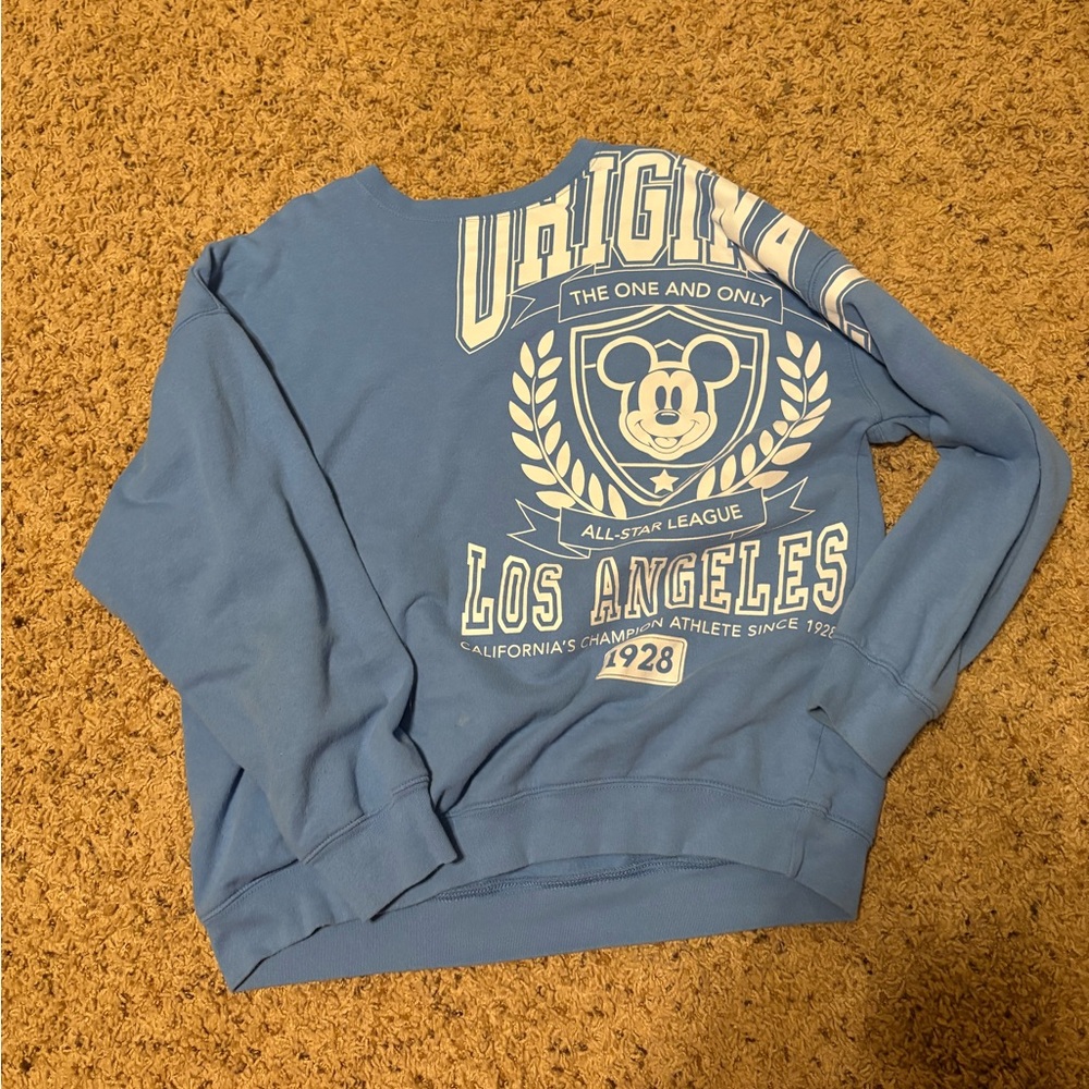 Disney Light Blue Mickey Mouse Graphic Crewneck Sweatshirt